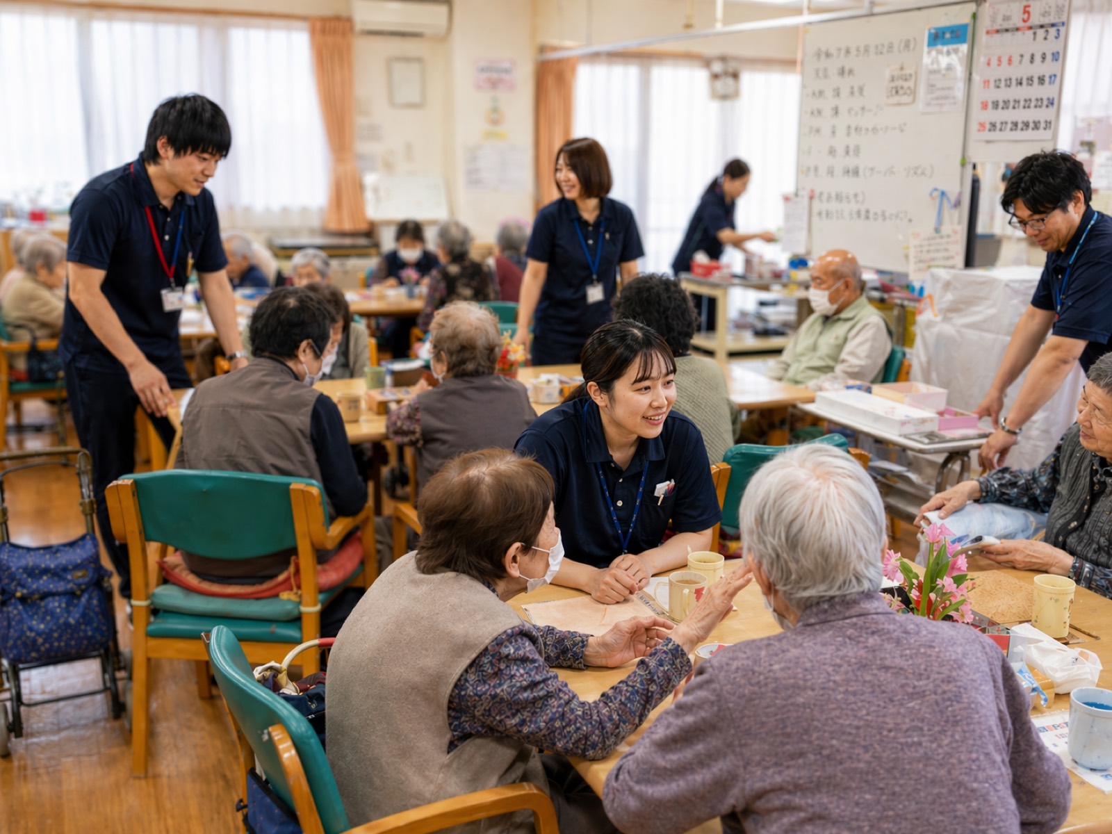 介護の現場で利用者と話すスタッフ（イメージ写真）